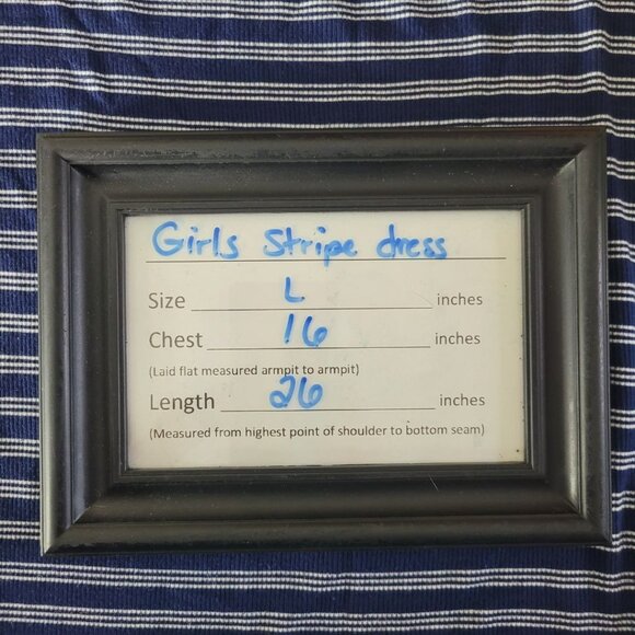 Casual Couture Green Envelope Dress Girls Large Blue White Stripe Horizontal - Picture 6 of 10